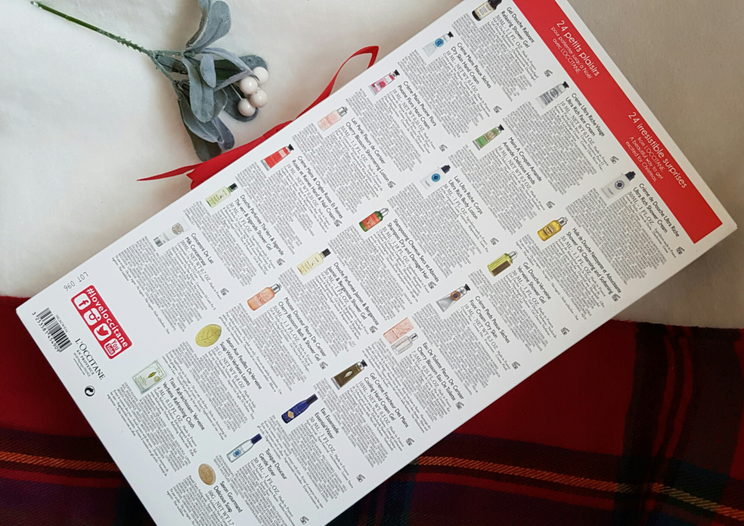 l'ocittane advent calendar contents.jpeg